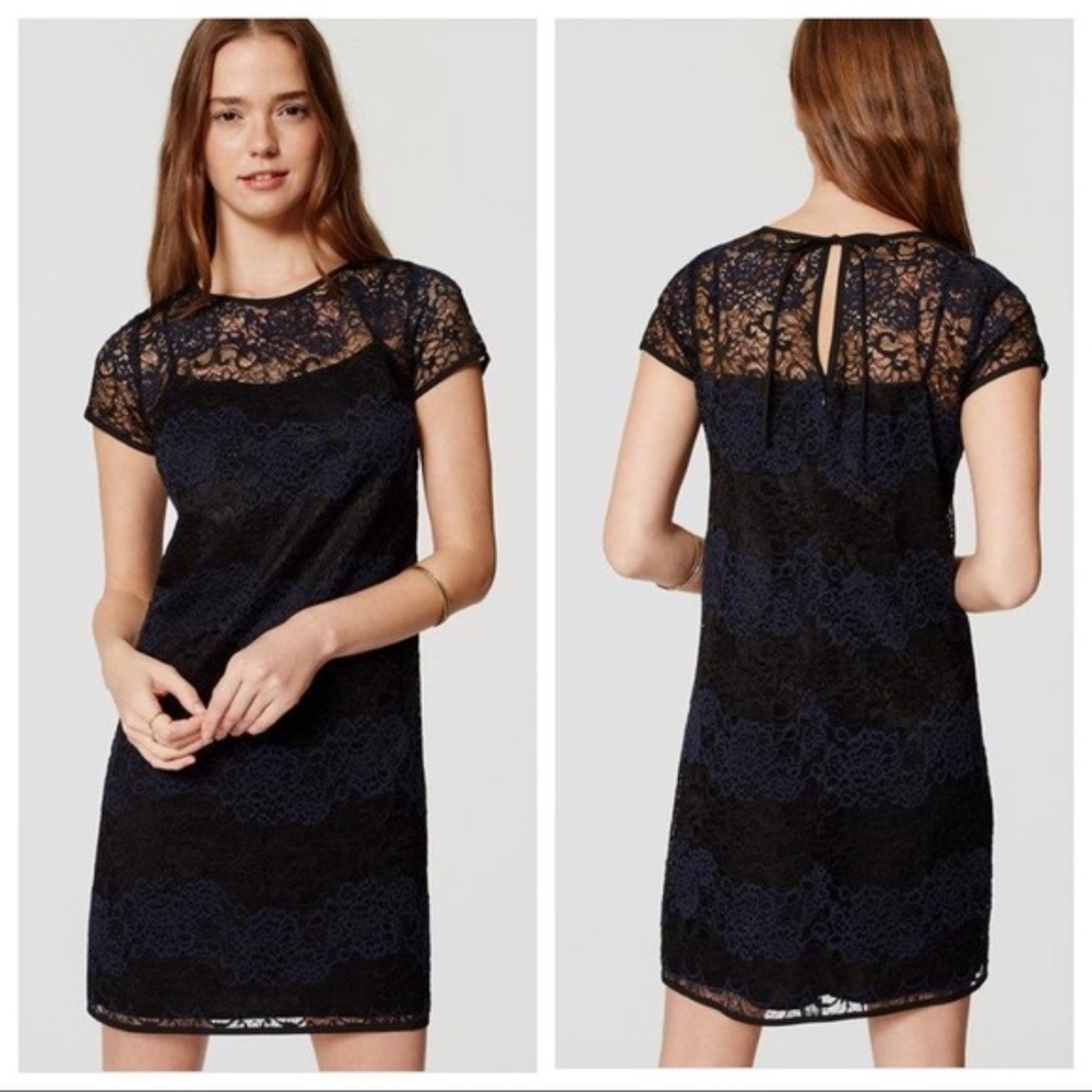 Ann Taylor Loft Black Lace Midi Dress